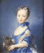 PERRONNEAU, Jean-Baptiste A Girl with a Kitten France oil painting artist